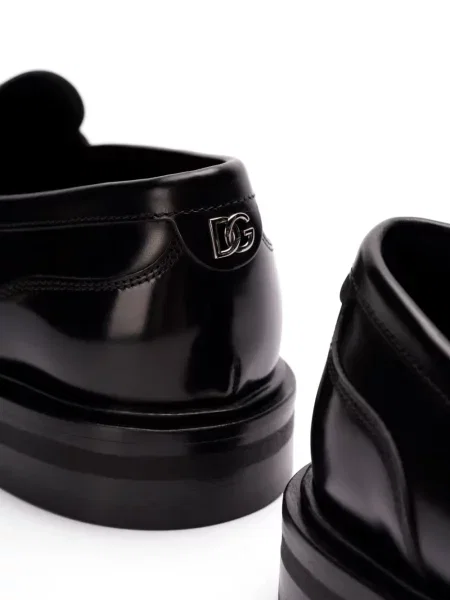 Iš natūralios odos loaferiai Dolce & Gabbana juoda