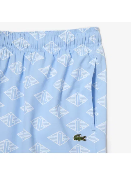 Lacoste Dwukolorowe Kąpielówki Z Monogramem niebieskie