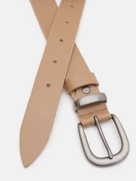 Кожаный ремень Borsa Leather с ремешками бежевый