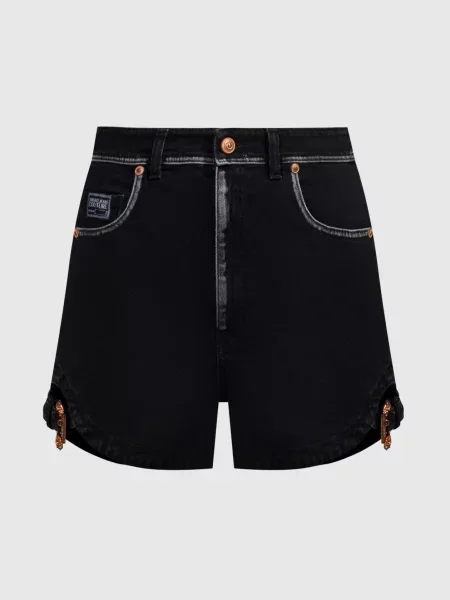 Джинсові шорти з патчем логотипа Versace Jeans Couture чорні