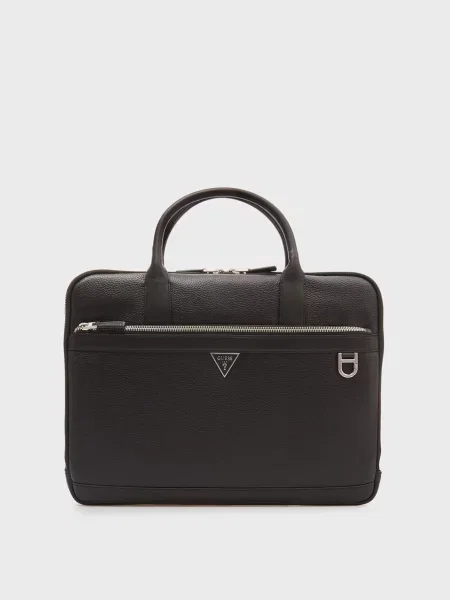 Кожаная сумка для ноутбука Guess черная