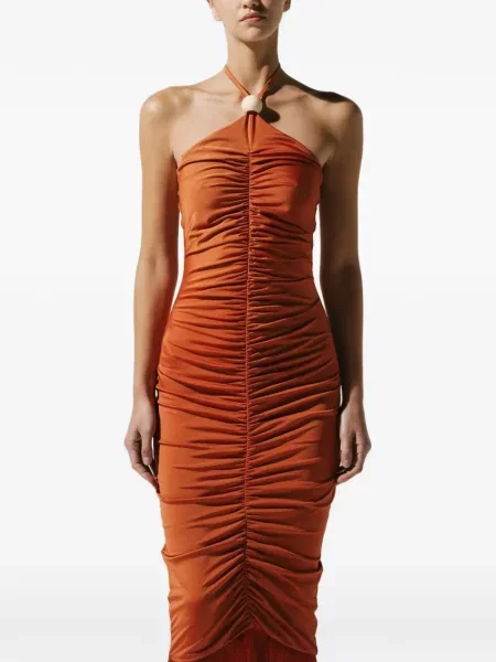 Rochie maxi Baobab cu franjuri portocaliu