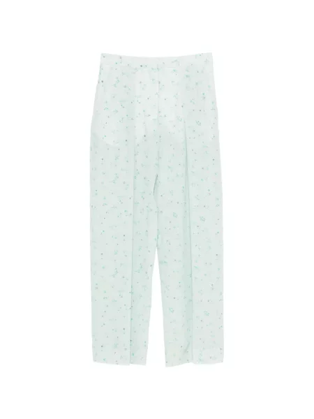 Pantaloni palazzo Victoria Beckham cu model floral verde