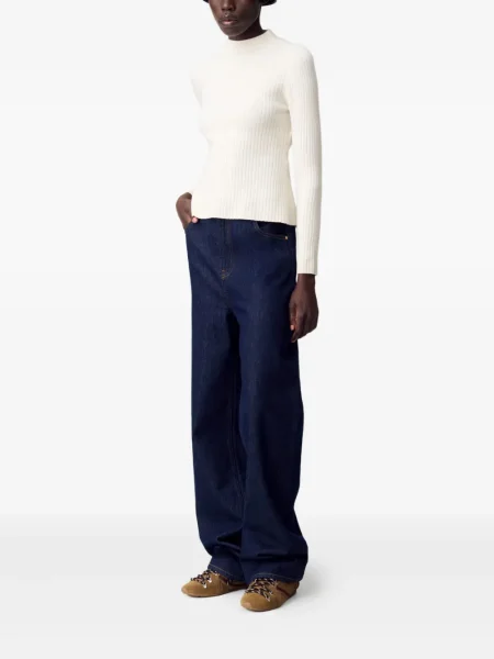 Dzianinowa bluzka Claudie Pierlot prążkowana biała