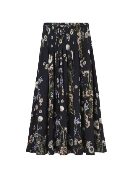 Fusta maxi Psophia cu model floral cu imagine negru
