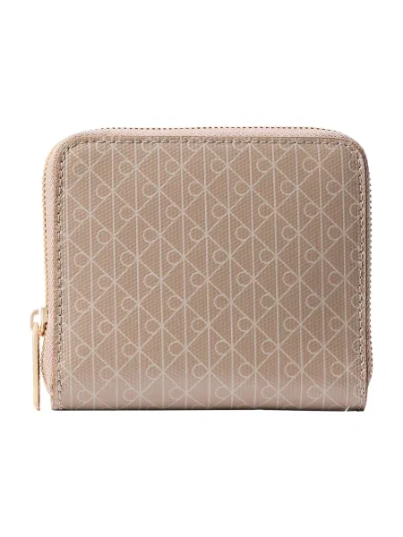 Portofel Calvin Klein Emblem Aop Square Zip Around Maro bej