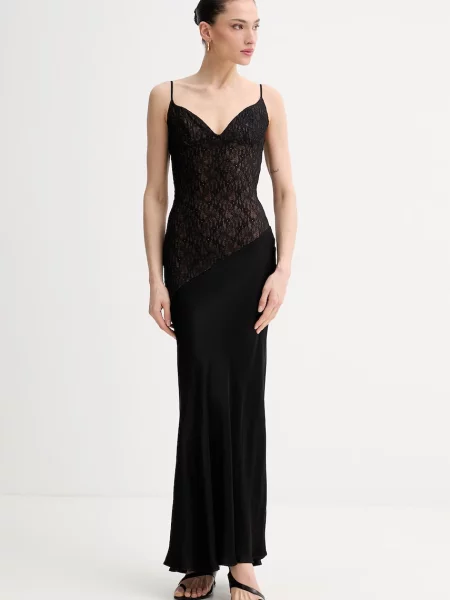 Bardot sukienka bieliźniana koronkowa czarna