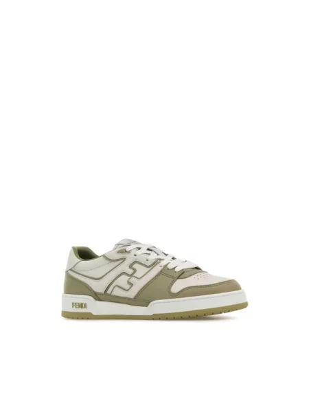 Sneakersy Fendi sznurowane skórzane zielone