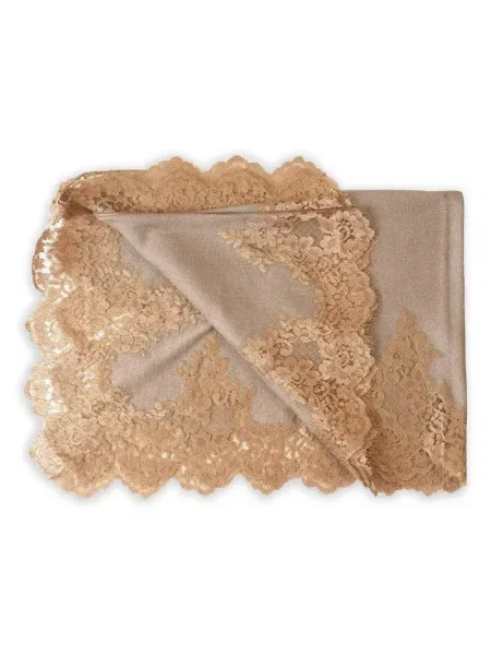 Šal Janavi India s čipkom smeđa