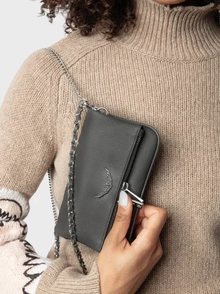 Шкіряний клатч Zadig&voltaire сірий