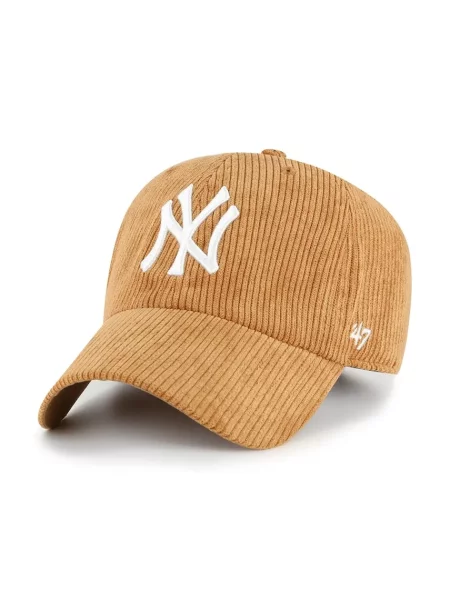 47 brand kapa s šiltom rebrasti žamet MLB New York Yankees rjava