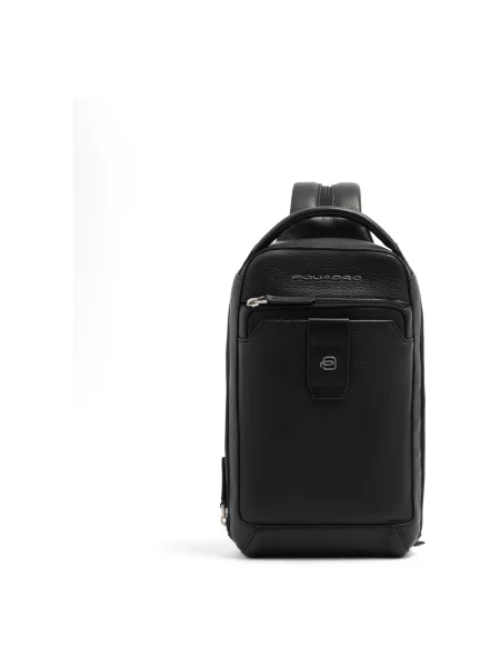 Torba crossbody Piquadro skórzana czarna