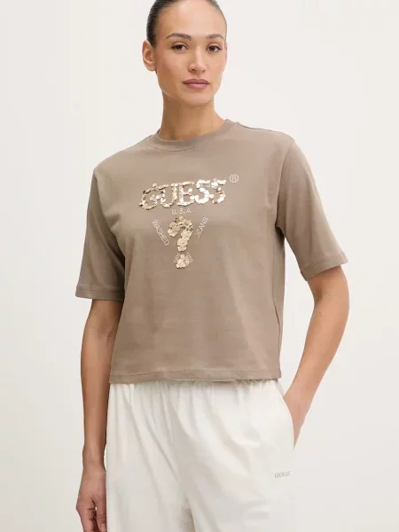 Guess t-shirt AURLIE beżowa