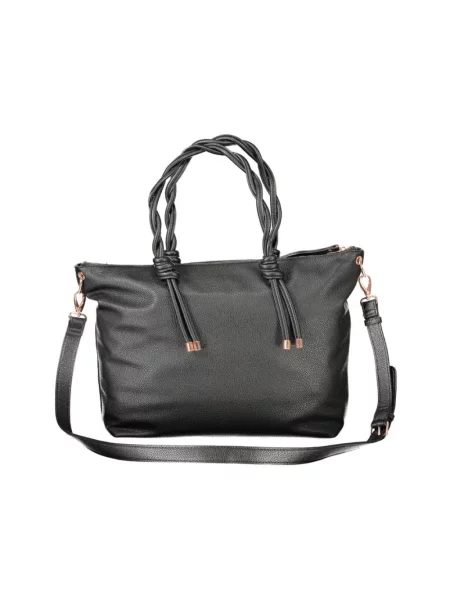 Lniana torebka Valentino Bags czarna