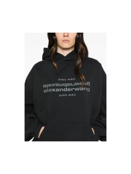 Bluza z kapturem Alexander Wang z kapturem z logo czarna