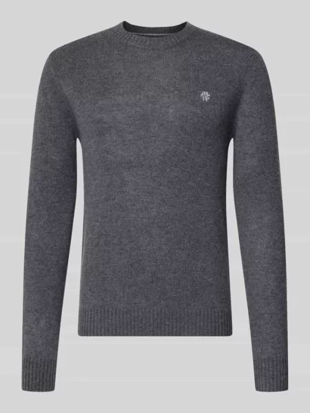 Sweter z dzianiny krój slim fit z czystej wełny z wyhaftowanym logo Mcneal
