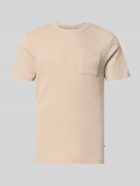 T-shirt o kroju regular fit z mieszanki bawełny S.oliver Red Label beżowa