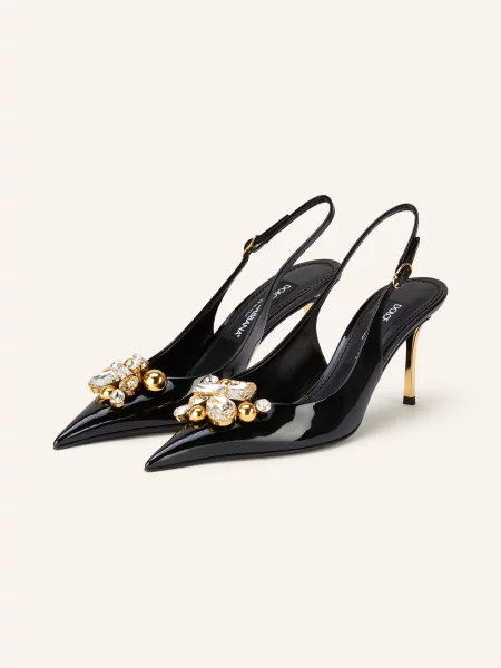Dolce & Gabbana Lodičky S Ozdobnými Kamínky / zlatá černá