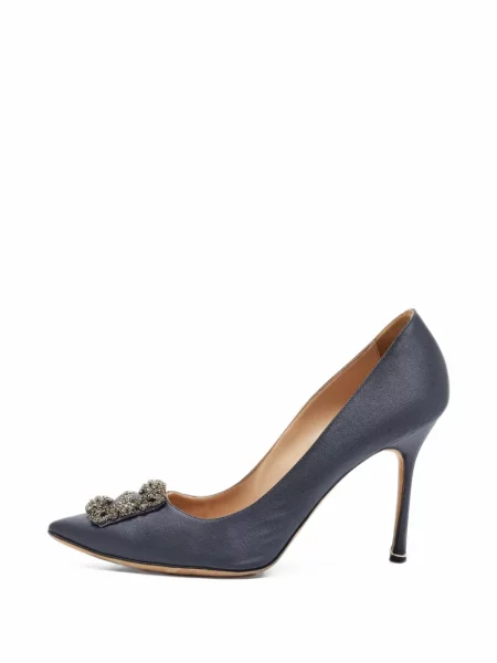 Pantofi cu toc Manolo Blahnik cu cataramă gri