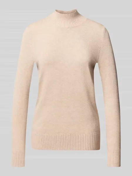 Sweter z dzianiny o kroju regular fit ze stójką Christian Berg Woman beżowy