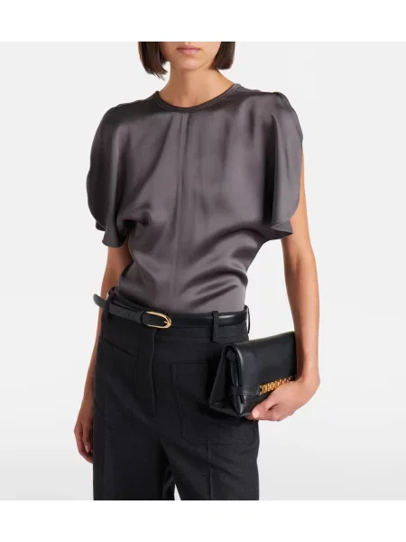 Top Victoria Beckham din satin gri
