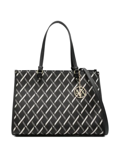 Geantă Armani Exchange cu imprimeu geometric negru