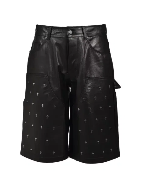 Pantaloni scurți Last Nest din piele negru