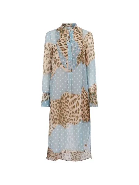 Rochie tip cămașă Nina Ricci cu buline cu imagine albastru