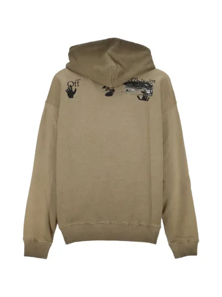 Hanorac cu glugă Off-white cu imagine alb