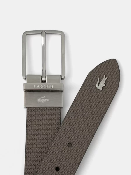 Кожаный двусторонний ремень Lacoste с ремешками черный