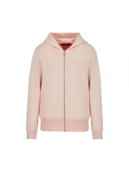 Bluza z kapturem Armani Exchange z kapturem różowa