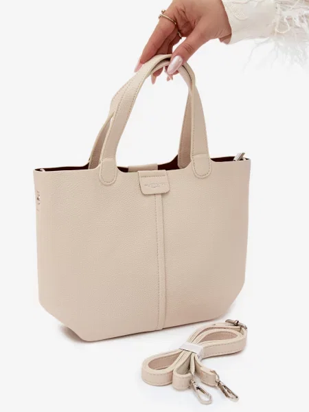 Geantă Flora & Co din piele bej