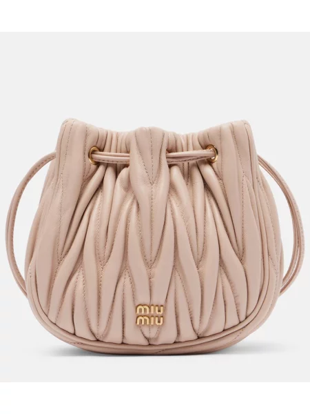 Usnjeni torbica Miu Miu roza