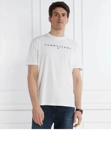 Tommy Jeans Tricou LINEAR LOGO TEE EXT alb