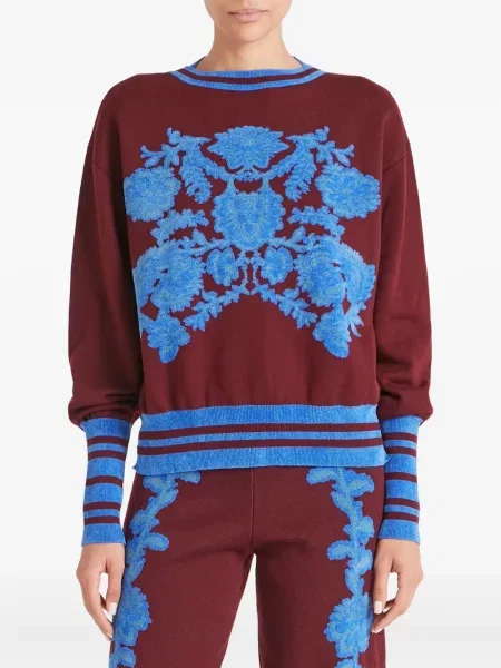 Pulover Temperley London de lână cu model floral roșu