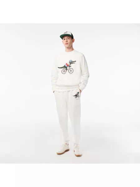 Lacoste Bluza X Netflix Z Nadrukiem Z Bawełny Organicznej biała
