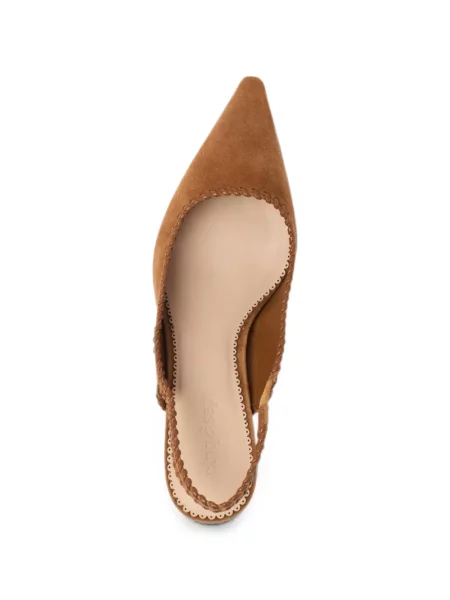 Pantofi cu toc Cinq A Sept slingback țesuți maro
