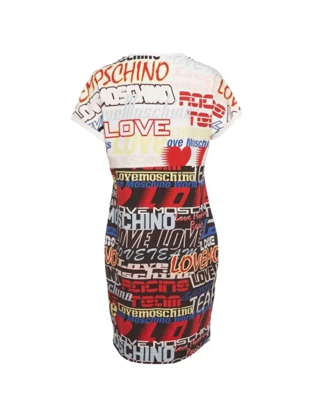 Rochie tip cămașă Love Moschino cu imagine din jerseu alb