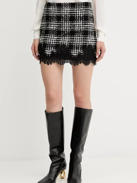 Twinset gyapjú szoknya mini harang alakú fekete