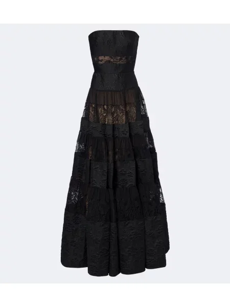 Rochie Elie Saab cu model floral din jacard negru