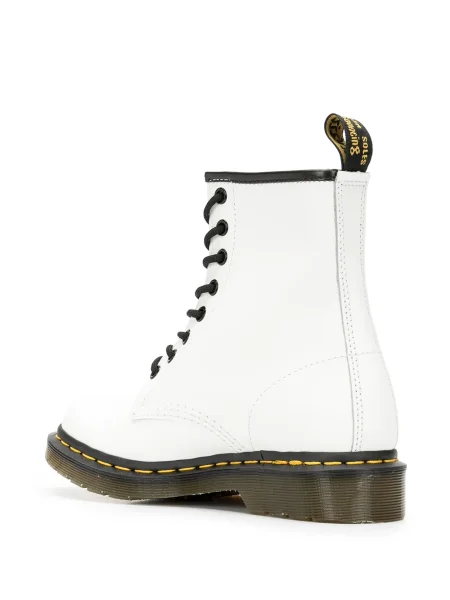 Cizme scurte Dr. Martens cu șireturi din dantelă alb