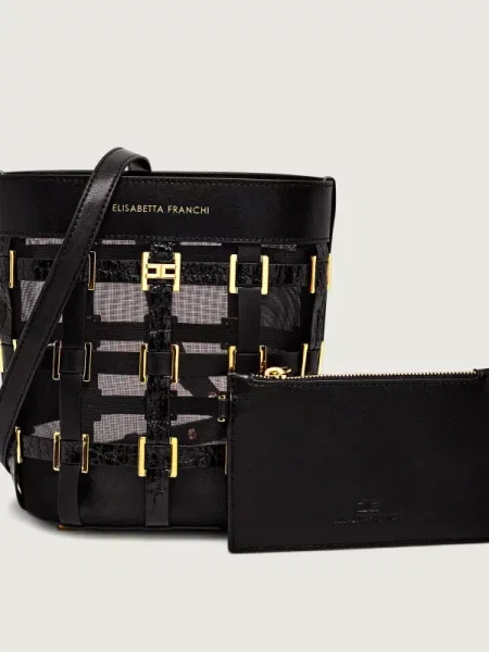Elisabetta Franchi Geantă tip sac + borsetă negru
