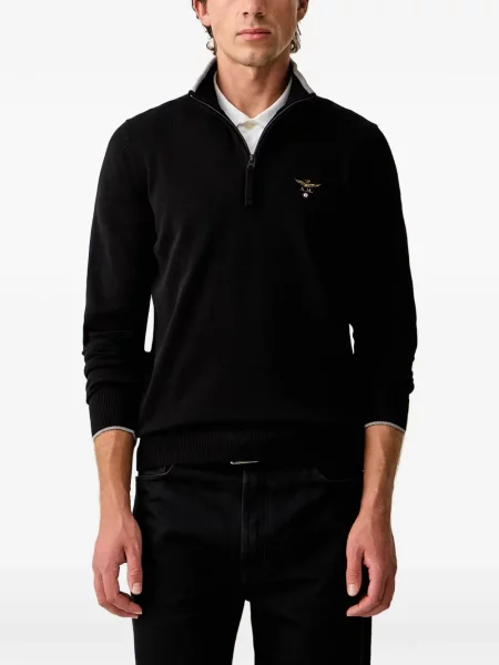 Pulover Aeronautica Militare cu broderie negru