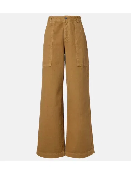Pantaloni Moncler cu talie înaltă bej