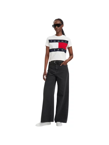 Tommy Jeans Póló tengerészkék / piros fehér