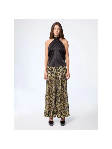 Satynowa bluzka Nina Ricci z dekoltem halter czarna