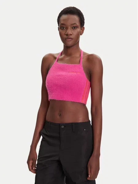 Adidas Marškinėliai Fluffy Slim Fit rožinė
