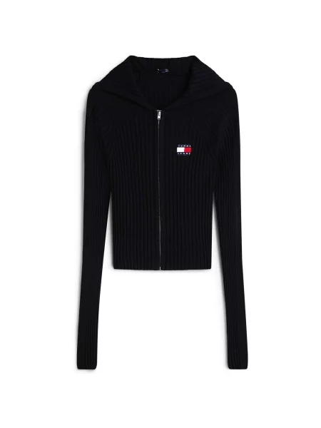 Geacă de blugi Tommy Jeans cu glugă negru