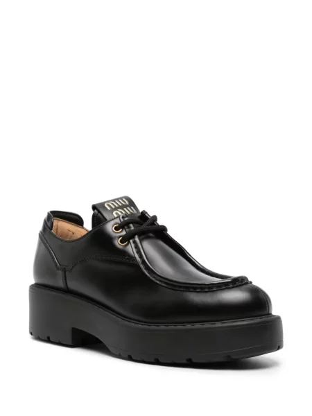 Pantofi Miu Miu cu șireturi din dantelă chunky negru