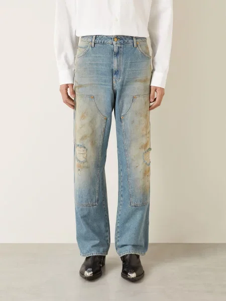 Golden Goose Jeansy Oversized Fit blau niebieskie